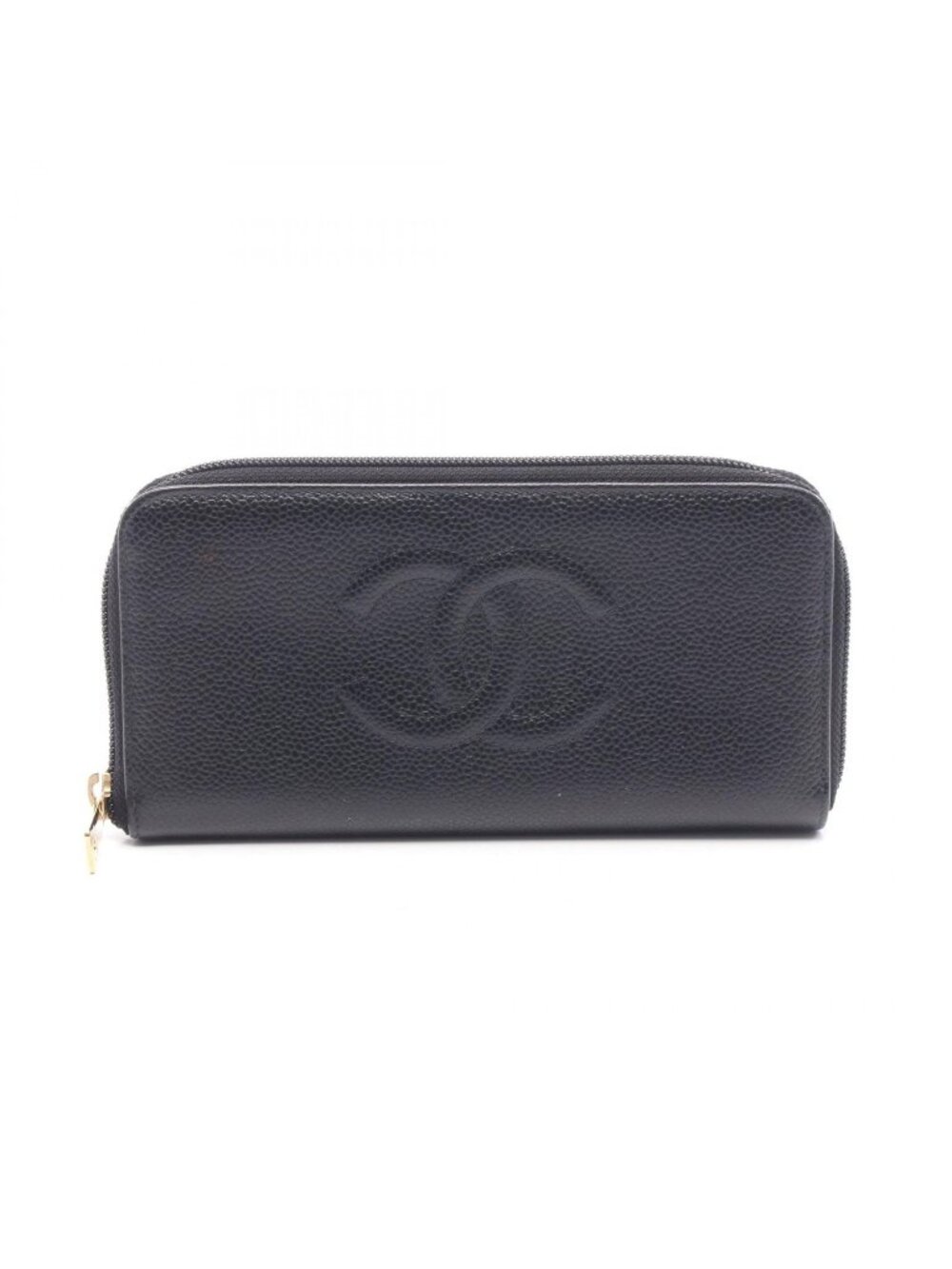 Chanel Round Wallet CC Logo Black Caviar Leather